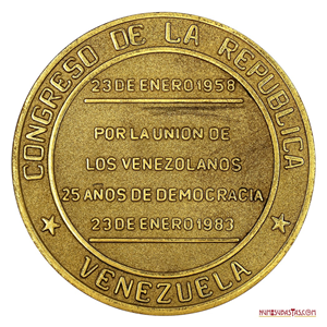 MEDALLA CONMEMORATIVA DE LOS 25 AÑOS DEL 23 DE ENERO DE 1958