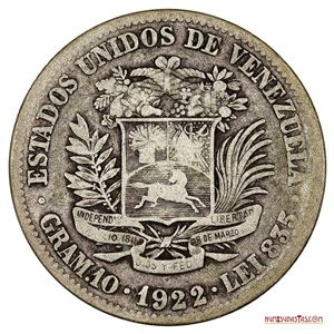 MONEDA DE PLATA DE 2BS ACUÑADA EN EL AÑO 1922