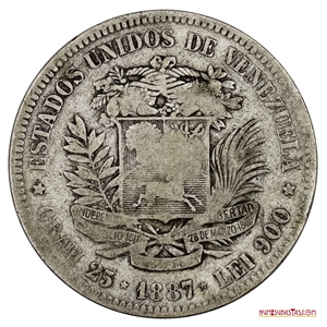 FUERTE DE PLATA O MONEDA DE 5BS DE 1887