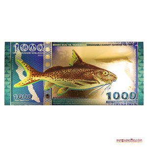 BILLETE OFICIAL EN ORO DE 1.000SHILLINGS DE TANZANIA DEL AÑO 2021