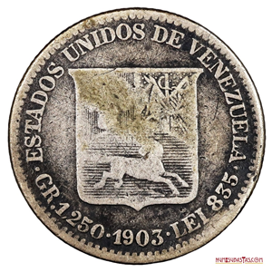 MEDIO DE PLATA O 25 CÉNTIMOS DEL AÑO 1903