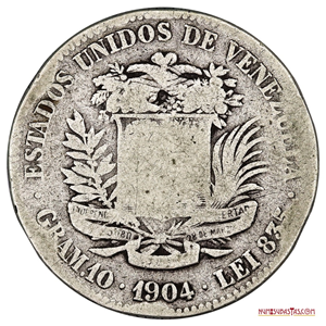MONEDA DE PLATA DE 2BS DE 1904, ESCASA VARIANTE 4 PEQUEÑO