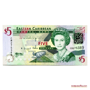 BILLETE DE 5$ DE EASTERN CARIBBEAN EN ALTO GRADO DE CONSERVACIÓN