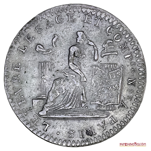 MONEDA DE CONFIANZA DE 10 SOLS DE PLATA DE 1792, LEFEVRE, LEVAGE & CO, ESCASA