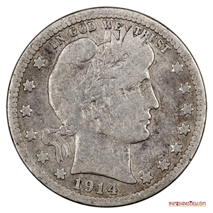 ESCASO BARBER ¼ DOLLAR DEL AÑO 1914