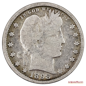 ¼$ BARBER DE PLATA ACUÑADO EN EL AÑO 1898