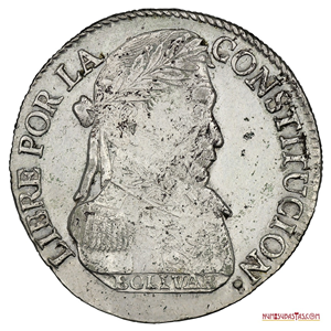 4 SOLES DE PLATA DEL AÑO 1830 CON EL BUSTO DEL LIBERTADOR