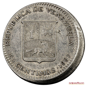 ERROR: 25 CÉNTIMOS DEL AÑO 1965 DESCENTRADOS