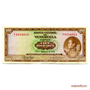 ESCASO BILLETE 100BS DE FEBRERO-6-1973 F7