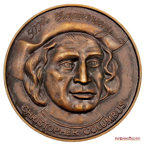 BELLA MEDALLA EN MUY ALTO RELIEVE DEL V CENTENARIO DEL DESCUBRIMIENTO DE AMÉRICA
