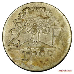 FICHA DE 2 REALES 1897 PEDERNALES, HERNÁNDEZ HERMANOS