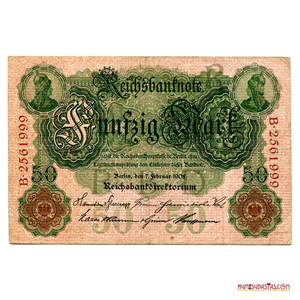 BILLETE DE 50 MARK DE LA ALEMANIA IMPERIAL CON FECHA 1908