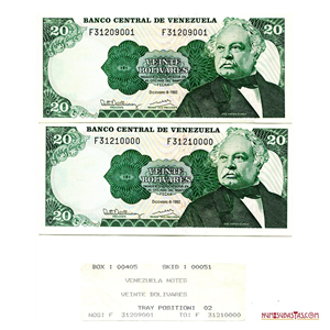 1ER Y ULTIMO BILLETE DEL BLOQUE CON LA ETIQUETA DE 20BS DE DICIEMBRE – 8 – 1992 F8