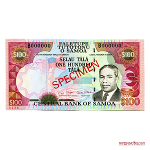 SPECIMEN DEL BILLETE DE 100 TALA DEL 2006 DE SAMOA