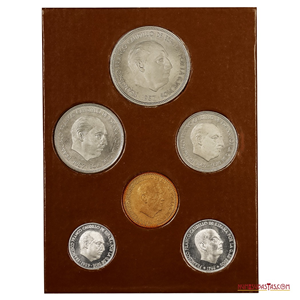 PRUEBAS DE LAS ÚLTIMAS PESETAS DE FRANCO EN ESTUCHE ORIGINAL. ESCASA