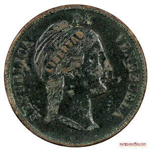 ESCASO CENTAVO MONAGUERO DE 1863, ÚLTIMO AÑO DE LA SERIE