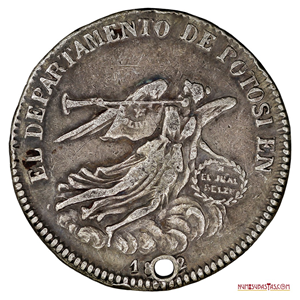 PROCLAMA DE 2 SOLES DE PLATA DE 1852, POTOSÍ A BELZÚ