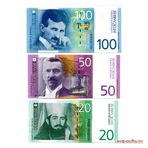 SET DE BILLETES DE 100, 50 Y 20 DINARES DE YUGOSLAVIA DEL AÑO 2000