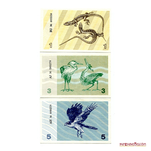  SET DE BILLETES LITUANOS DE 5, 3 Y 1 TALONA DEL AÑO 1991