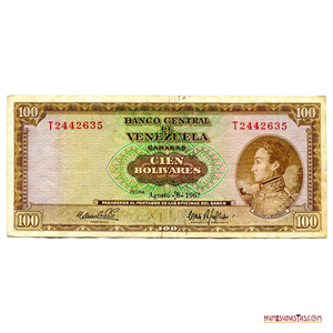 BILLETE DE 100BS DE AGOSTO-8-1967, SERIE T7