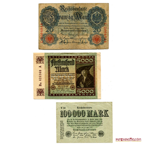 LOTE DE 3 BILLETES ALEMANES DE PRINCIPIOS DEL SIGLO XX