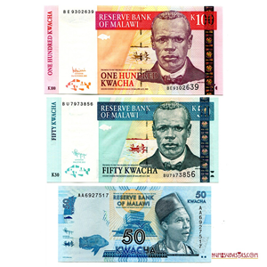 LOTE DE 3 BILLETES DE MALAWI EN ALTO GRADO DE CONSERVACIÓN