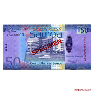 SPECIMEN DEL BILLETE HIBRIDO DE 50 TALA DE SAMOA 2012