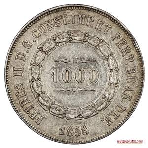 1000 REIS DE PLATA DE BRASIL ACUÑADOS EN 1858