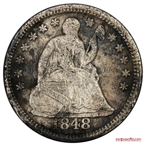 MEDIO DIME DE PLATA DE USA ACUÑADO EN EL AÑO 1848
