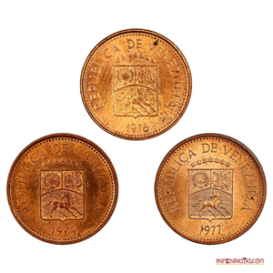 SET CON LAS PUYAS DE COBRE DE 1974, 1976 Y 1977 EN ALTO GRADO DE CONSERVACIÓN