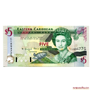 5 $ DEL BANCO CENTRAL DEL CARIBE ORIENTAL DE 1993