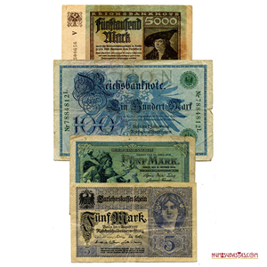LOTE DE CUATRO BILLETES ALEMANES DE 1904 A 1922