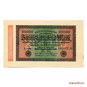 BILLETE DE 20.000 MARCOS DE 1923 EN ALTO GRADO DE CONSERVACIÓN 