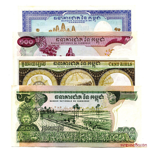 LOTE DE 4 BILLETES DE CAMBOYA EN ALTO GRADO DE CONSERVACIÓN
