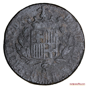 MONEDA DE 3 QUARTOS DE BARCELONA DEL AÑO 1823