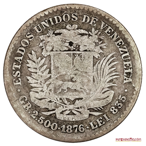 1/10 VENEZOLANO O 10 CENTAVOS DEL AÑO 1876