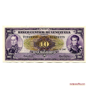 BILLETE DE 10BS DE AGOSTO – 8 – 1967 D7 EN BUEN GRADO DE CONSERVACIÓN