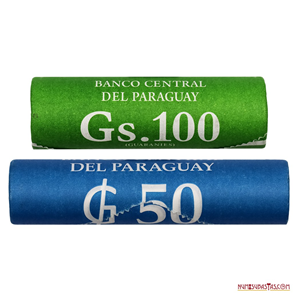 TUBOS ORIGINALES DE 50 Y 40 MONEDAS DE 50 Y DE 100 GUARANÍES 2019 Y 2018