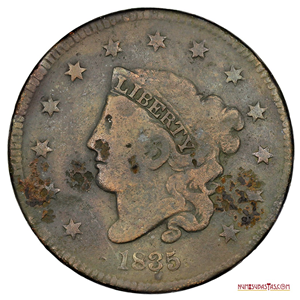 ONE CENT DE USA DE 1835, CIRCULANTE OFICIAL EN VENEZUELA