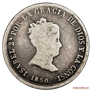 2 REALES DE SEVILLA ACUÑADOS EN PLATA EN 1850