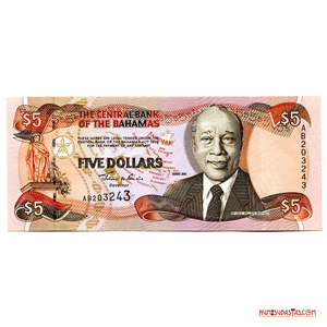 ESCASO BILLETE DE $5 DE BAHAMAS DEL 2001