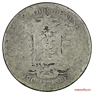1/2 VENEZOLANO O 2,50BS DEL AÑO 1874
