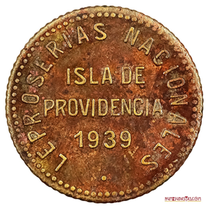 LOCHA O MONEDA DE 12 1/2 CTS. DE LA LEPROSERÍA DE ISLA PROVIDENCIA 1939