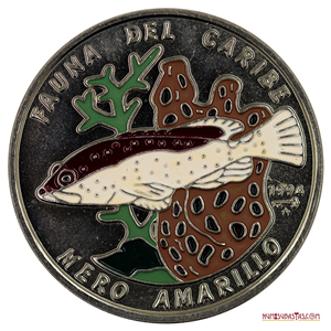MONEDA MULTICOLOR DE 1 PESO CUBANO DE 1994 “MERO AMARILLO”