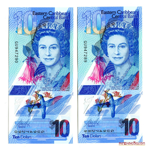 PAREJA CONSECUTIVA DE ESPECTACULARES 10$ DE POLIMERO EASTERN CARIBBEAN