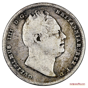 MONEDA DE PLATA DE 6 PENIQUES BRITÁNICOS ACUÑADA EN 1835