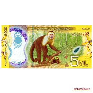 BELLO BILLETE DE POLÍMERO 5.000 COLONES, 2018