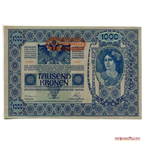 GRAN BILLETE DE 1.000 KRONEN AUSTRIACOS CON FECHA 1902, TIPO CON REVERSO MULTICOLOR