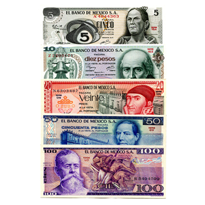 LOTE DE 100, 50, 20, 10 Y 5 PESOS MEXICANOS 1972-1979 EN ALTO GRADO DE CONSERVACIÓN