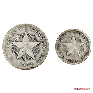 MONEDAS DE PLATA CUBANAS DE 20 Y 10 CENTAVOS DEL AÑO 1920